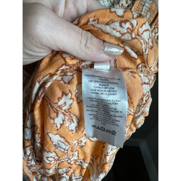 Free People Women's Say the Word Orange White Cropped Long Sleeve Top Size XL - Picture 8 of 10